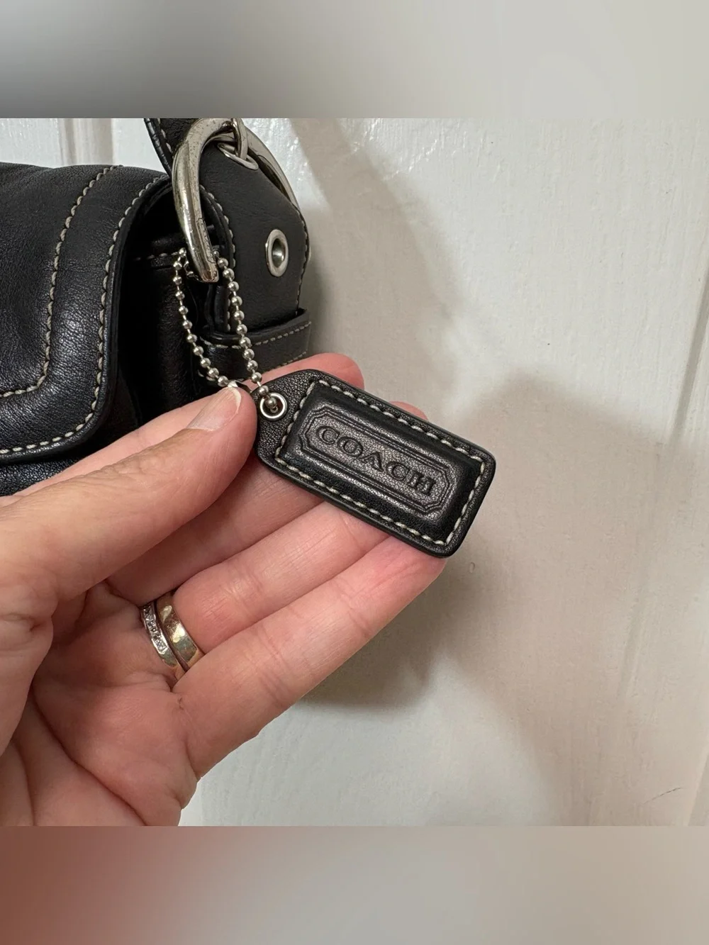 VTG Coach Y2K Soho Small Pocket Slap Black Leather Buckle Shoulder Bag